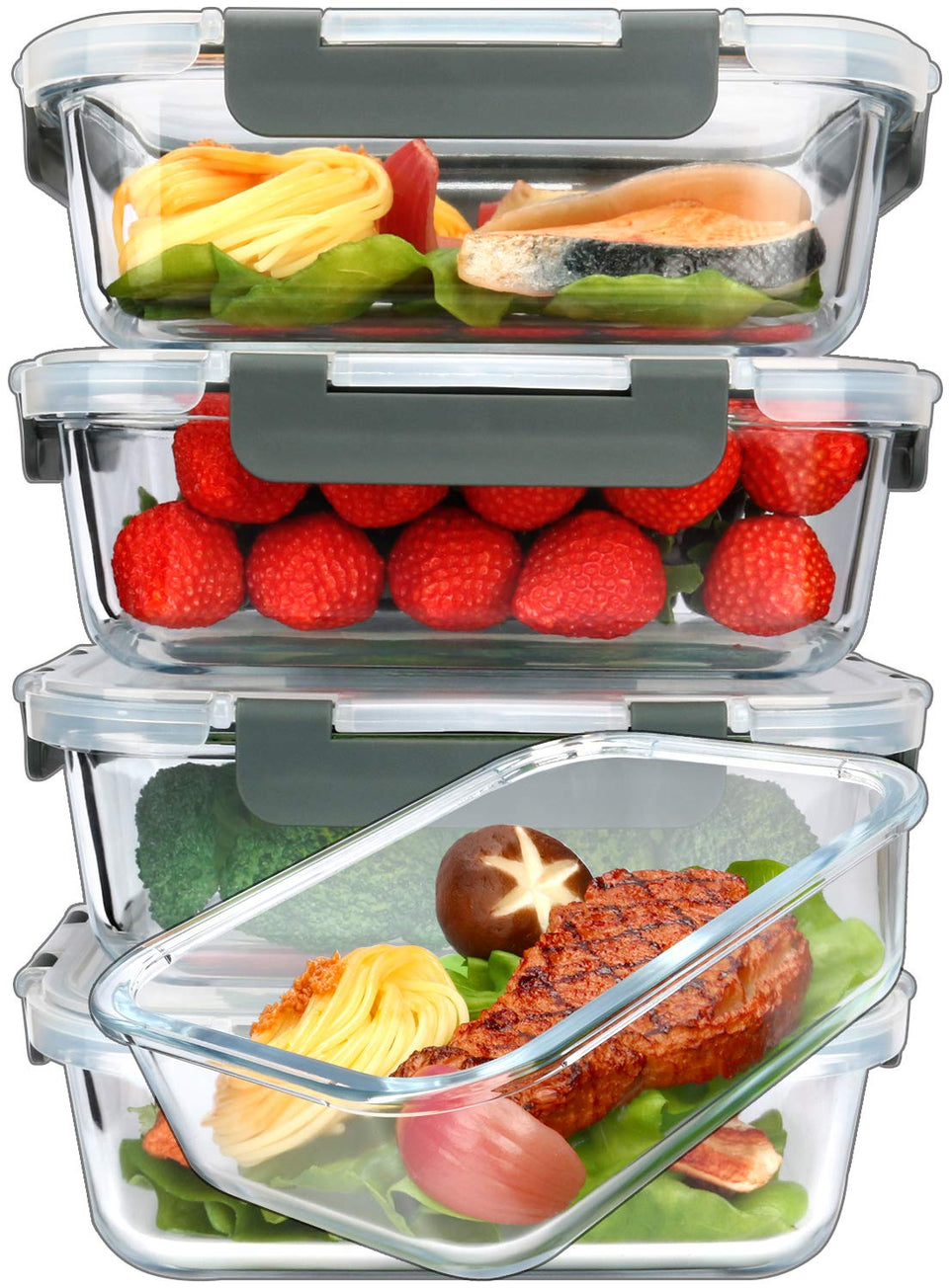 M MCIRCO 36oz glass meal prep container with snap lid, airtight for fresh leftovers.