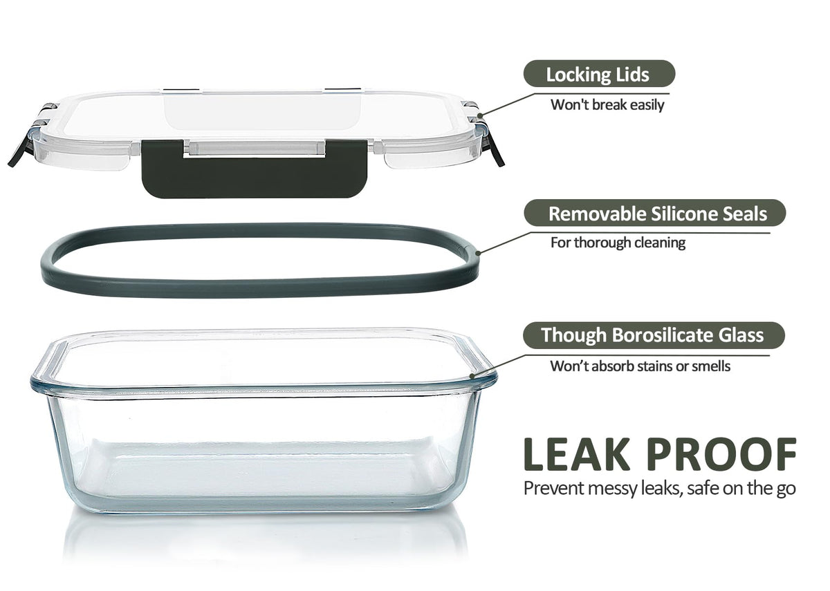 M MCIRCO 36oz large glass container with lids for versatile storage.
