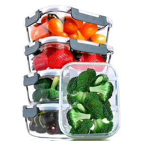 M MCIRCO 5-pack 30oz glass meal prep containers with lids for organized lunches.