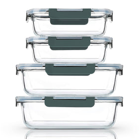 M MCIRCO 80oz extra-large glass container with lids for organized meal prep.