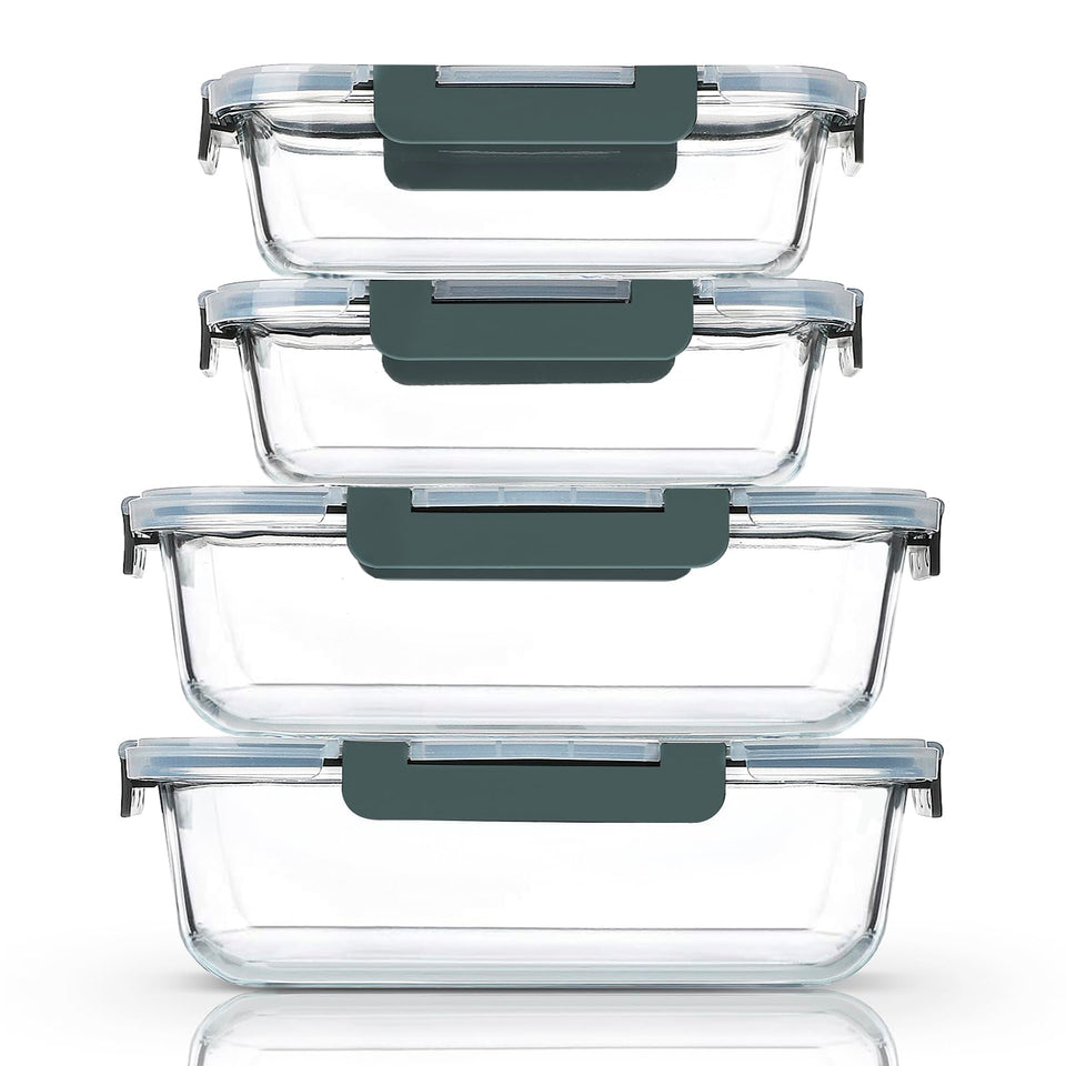 M MCIRCO 80oz extra-large glass container with lids for organized meal prep.