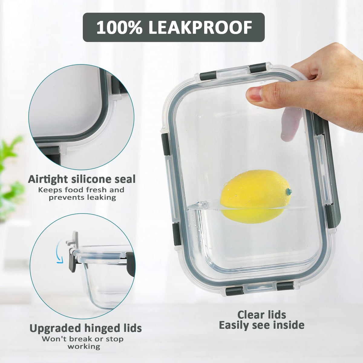 M MCIRCO airtight lid close-up with silicone seal for leak protection