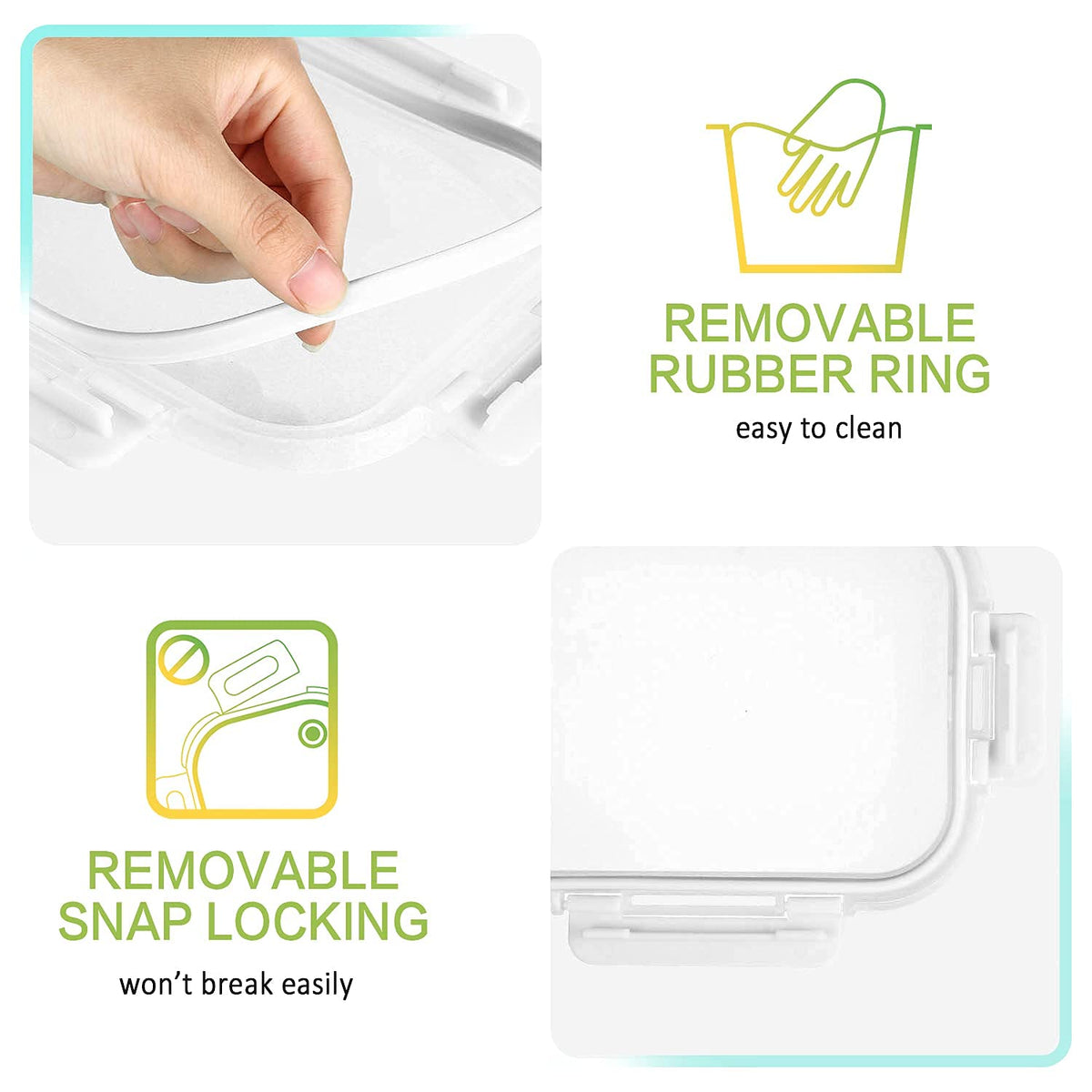M MCIRCO airtight locking lids with silicone seals prevent leaks during transport.