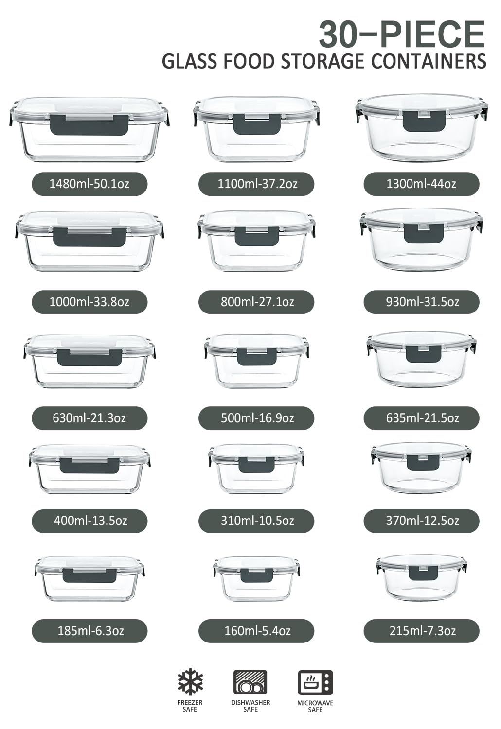M MCIRCO airtight snap-lock lids keep leftovers sealed