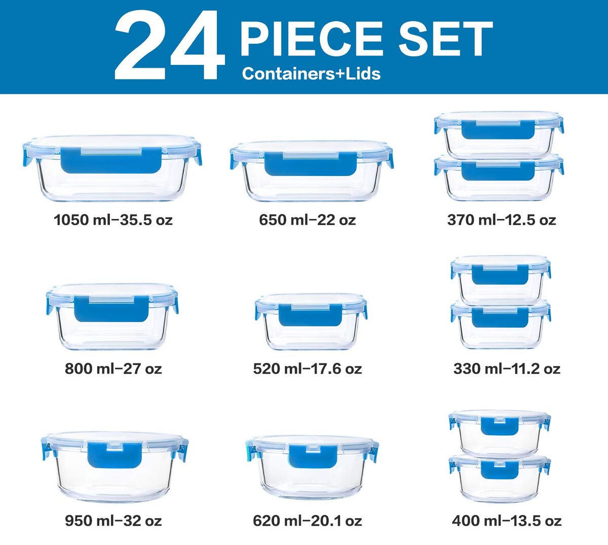 M MCIRCO airtight snap-lock lids prevent leaks and preserve freshness.