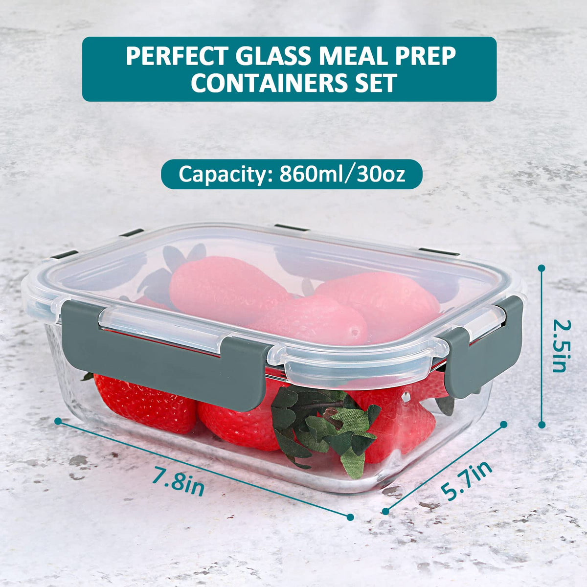 M MCIRCO borosilicate glass 30oz container durable from fridge to table.