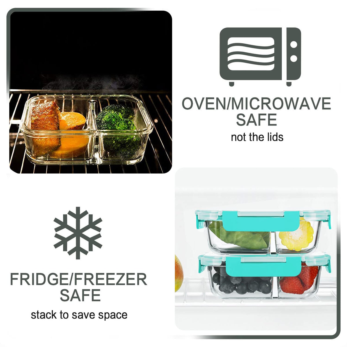 M MCIRCO borosilicate glass storage container withstands fridge-to-oven transitions