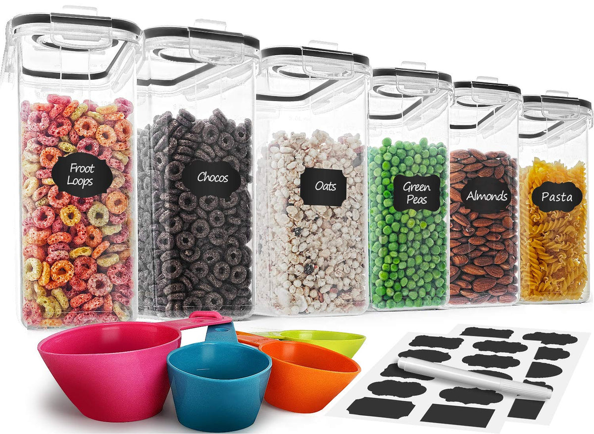 MCIRCO cereal containers front view; six-pack for organized pantry and quick access