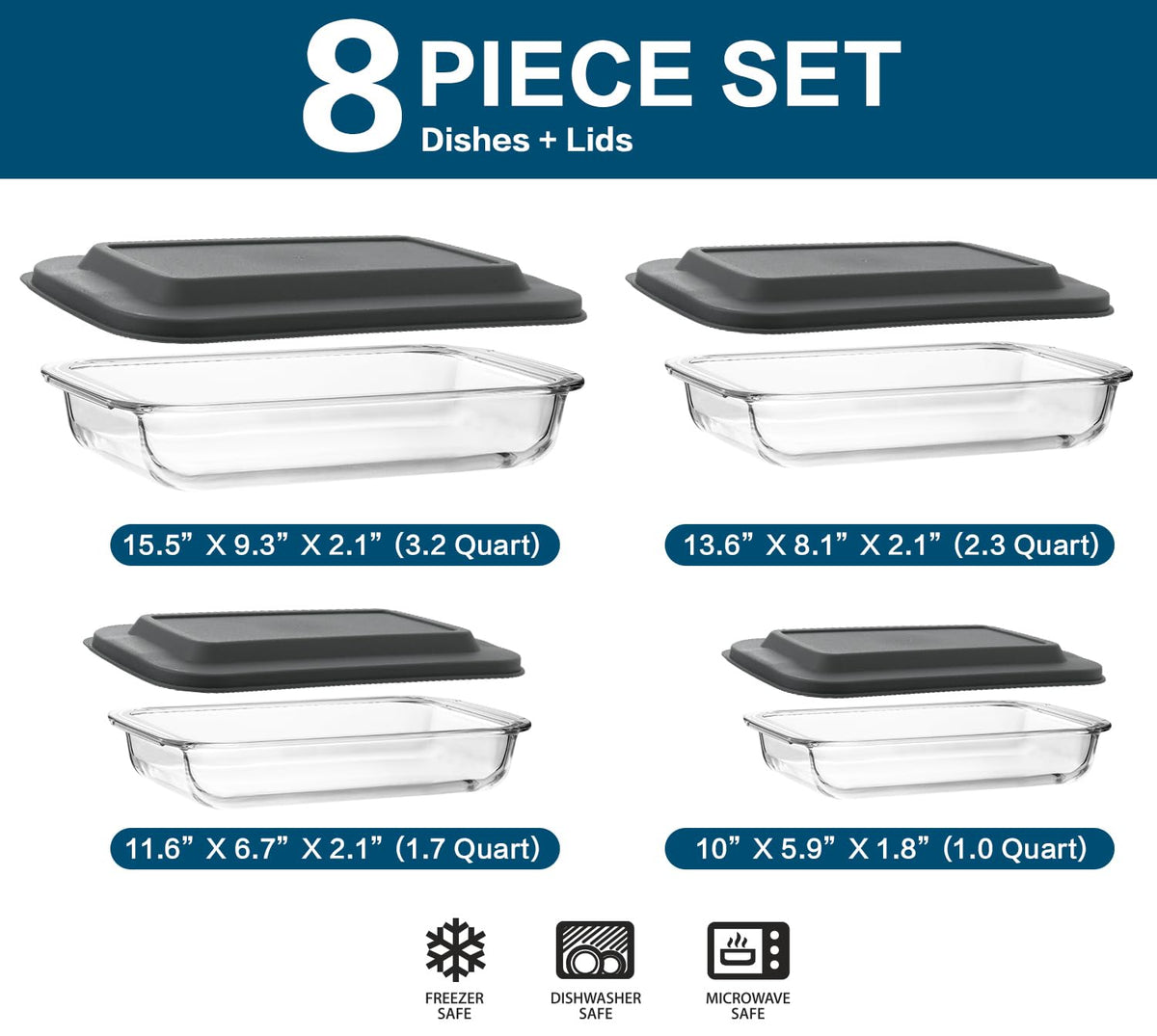 M MCIRCO clear glass dish with lid for easy monitoring during baking