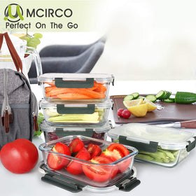 M MCIRCO dishwasher-safe glass container for easy cleaning after meals.