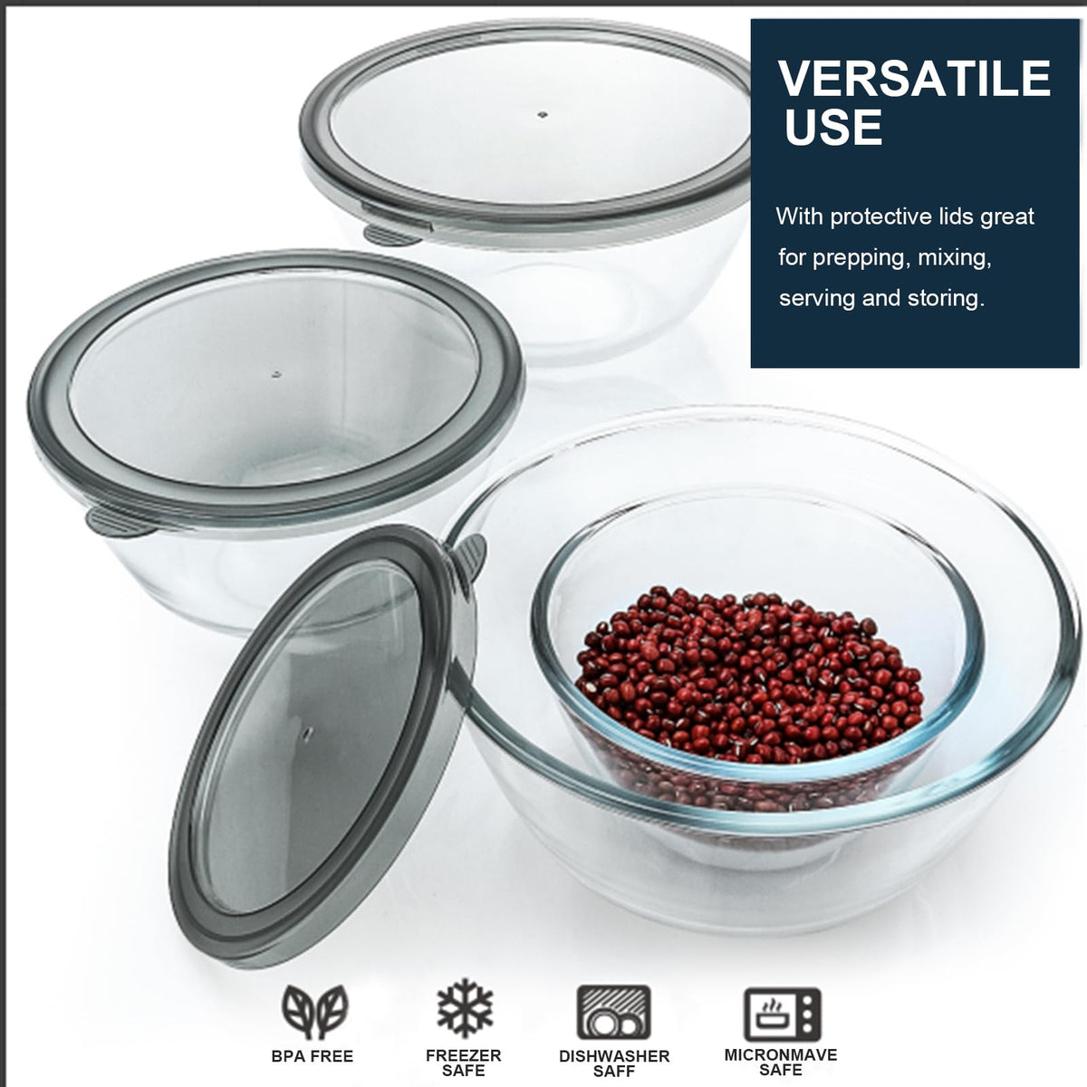 M MCIRCO glass bowls with airtight lids keep food fresh during transport