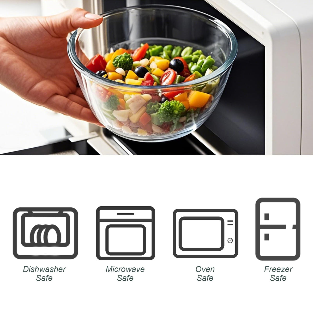 M MCIRCO glass bowls nesting design helps you save freezer space