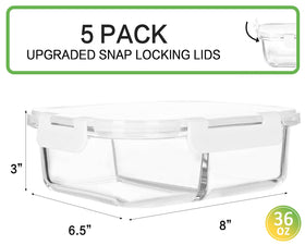 MCIRCO two-compartment glass container illustrating portion-controlled meal planning.