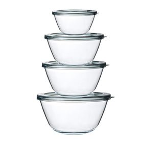 M MCIRCO 0.8qt glass mixing bowl with lid off for quick prep and mixing
