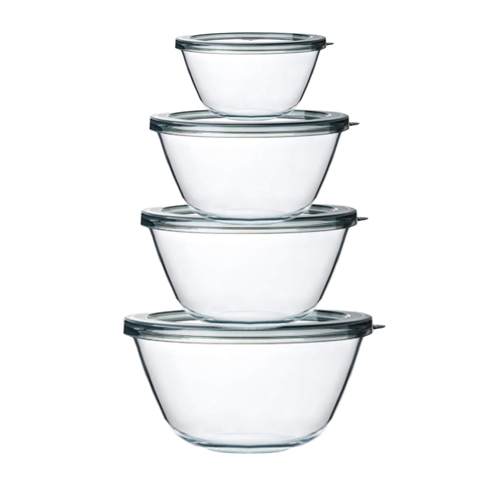 M MCIRCO 0.8qt glass mixing bowl with lid off for quick prep and mixing