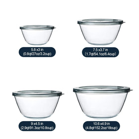 M MCIRCO 1.7qt glass bowl nested saves cabinet space during storage