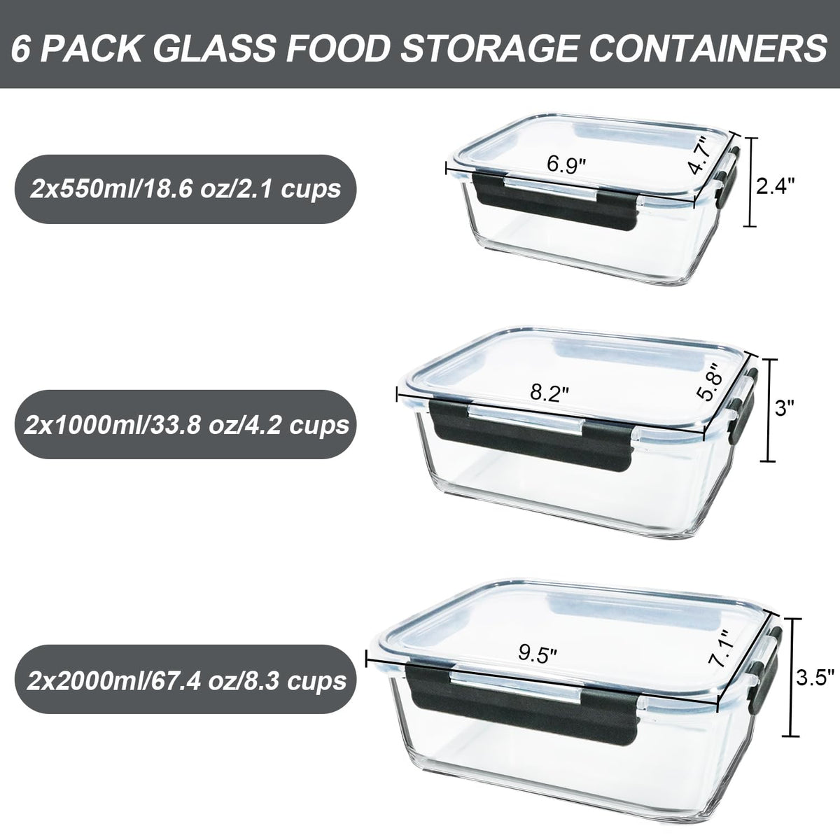 M MCIRCO large 1000 ml glass container ideal for leftovers
