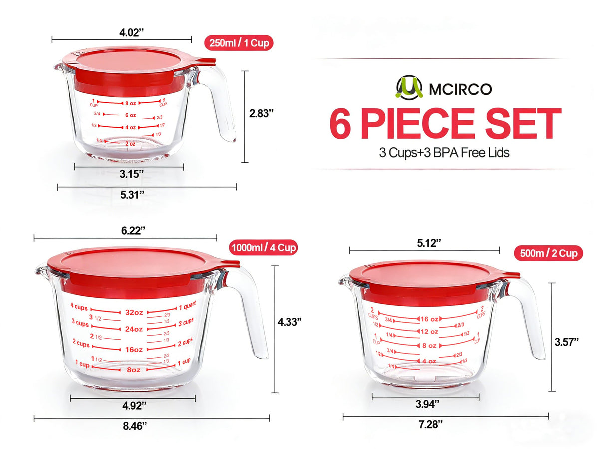 M MCIRCO 2-cup glass measuring cup with lid for accurate ingredient prep.
