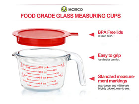 M MCIRCO 4-cup glass measuring cup with lid for large batches.