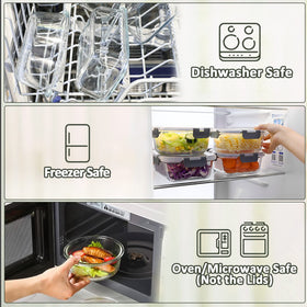 M MCIRCO microwave-safe glass container for quick reheats with lid removed