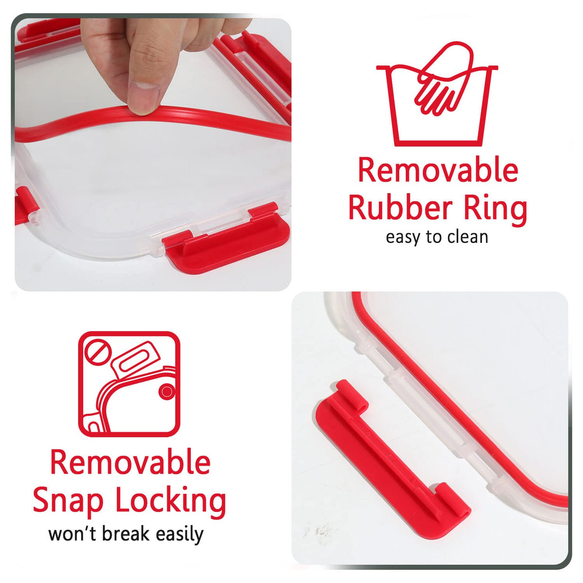 M MCIRCO red-lid containers add color and clarity for easy storage and access.