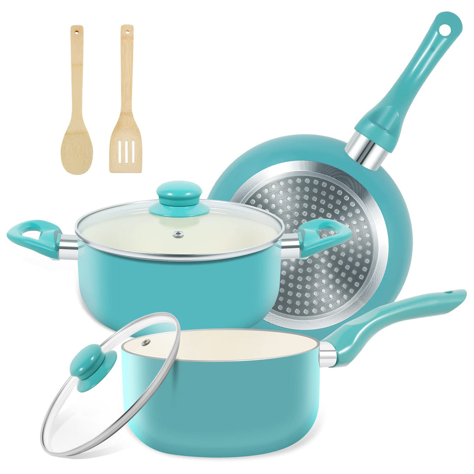M MELENTA 8in nonstick frying pan showing easy release and quick cleanup.