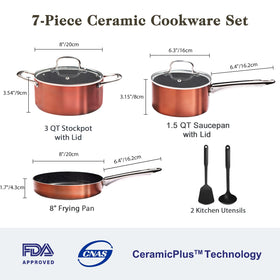 M MELENTA nonstick ceramic coating for easy release and quick cleanup.