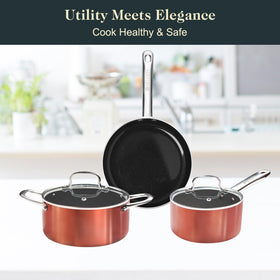 M MELENTA nylon utensils included for safe stirring and mess-free cooking.