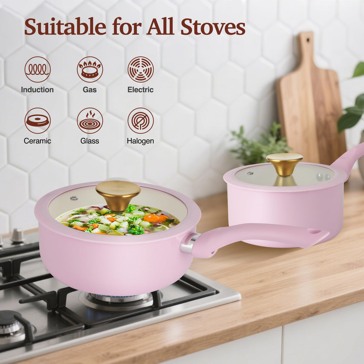 M MELENTA induction-ready base supports versatile stove compatibility.