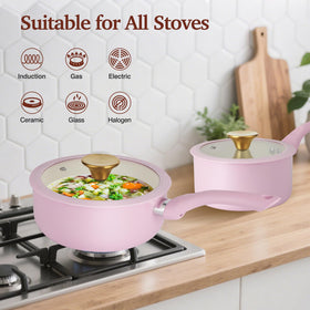M MELENTA induction-ready base supports versatile stove compatibility.