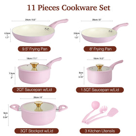 M MELENTA 1.5 qt and 2 qt saucepans with transparent lids for monitoring.