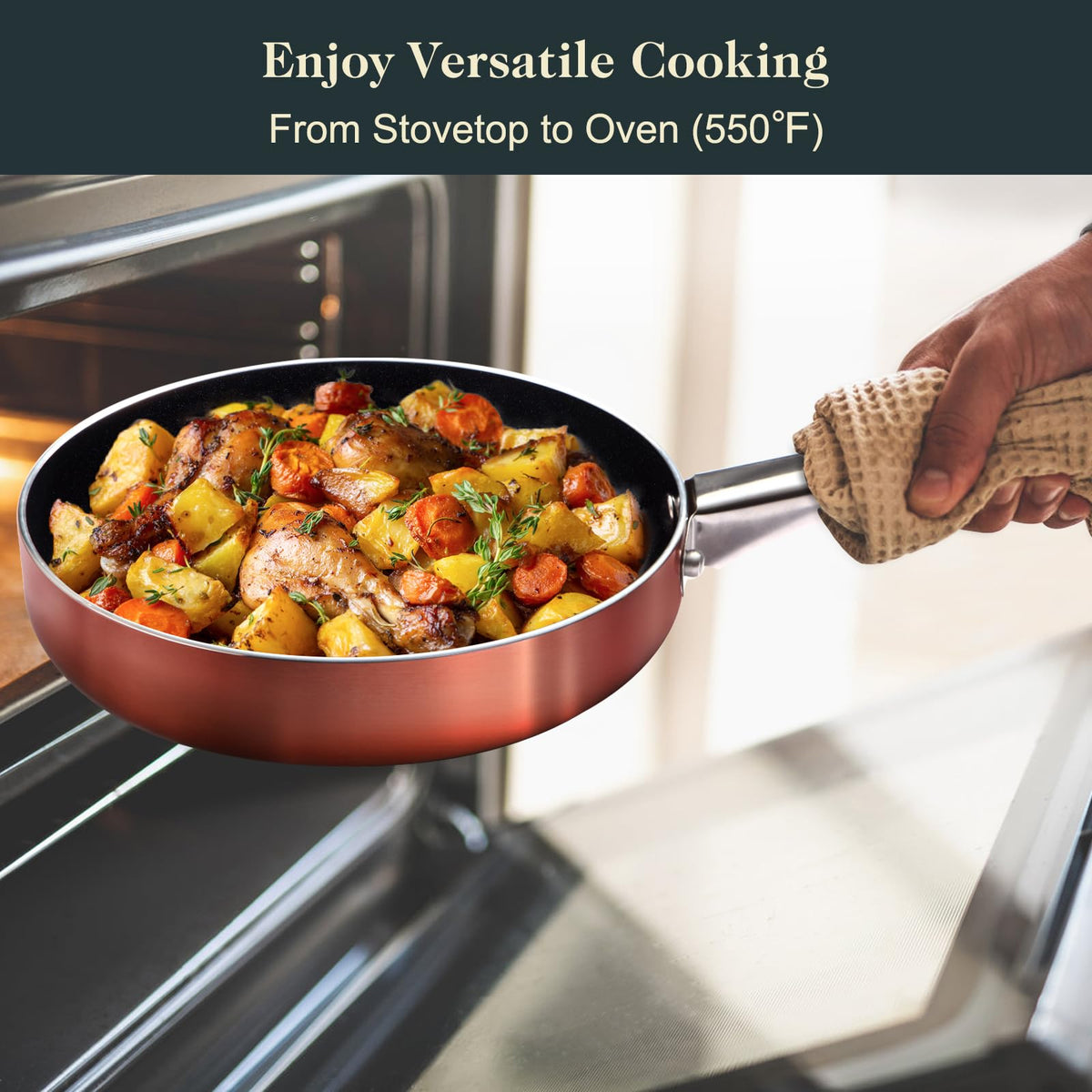 M MELENTA stainless steel handles provide a secure, comfortable grip.