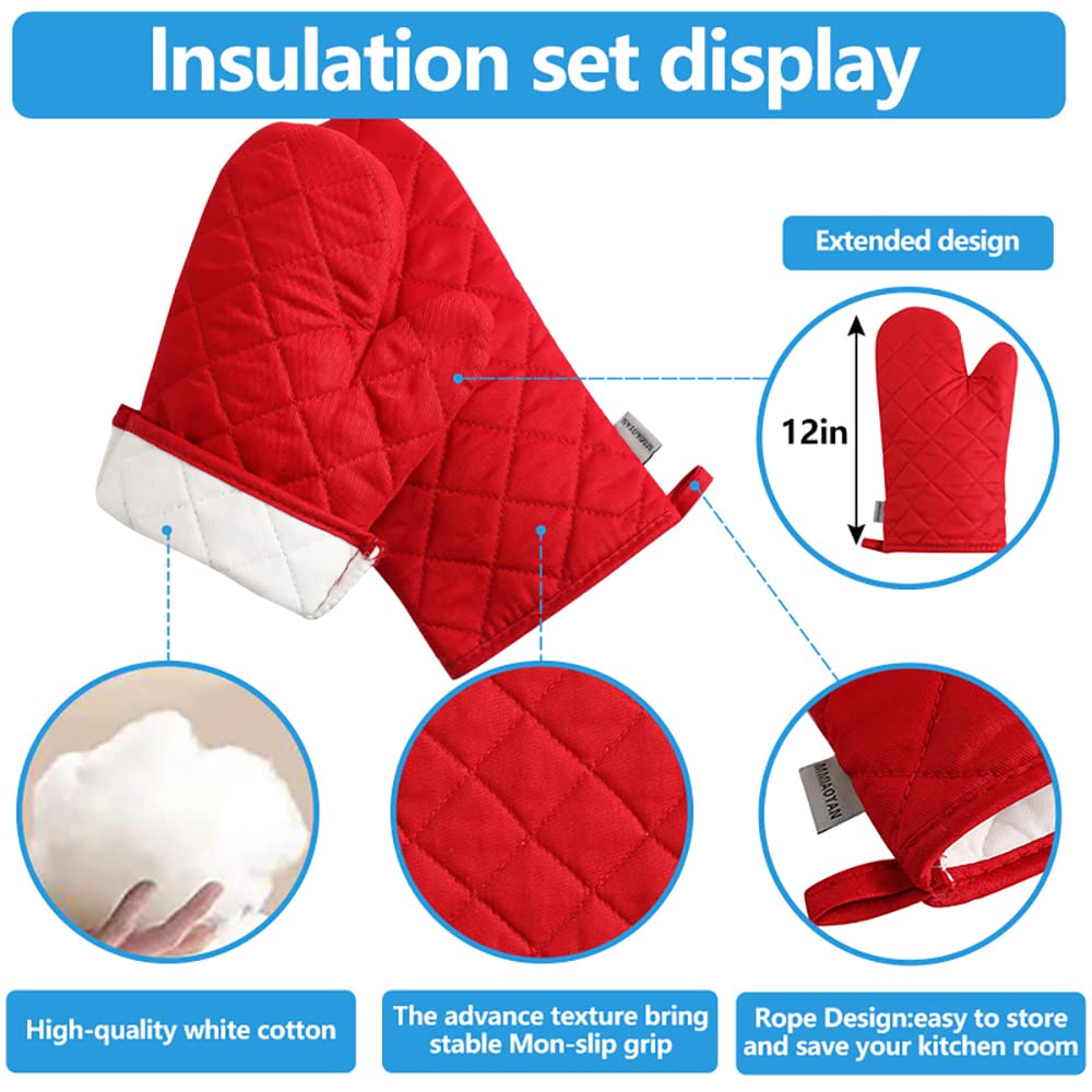 M MIAOYAN pot holders demonstrate heat resistance for oven and grill.