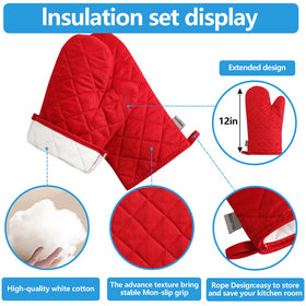 M MIAOYAN pot holders demonstrate heat resistance for oven and grill.