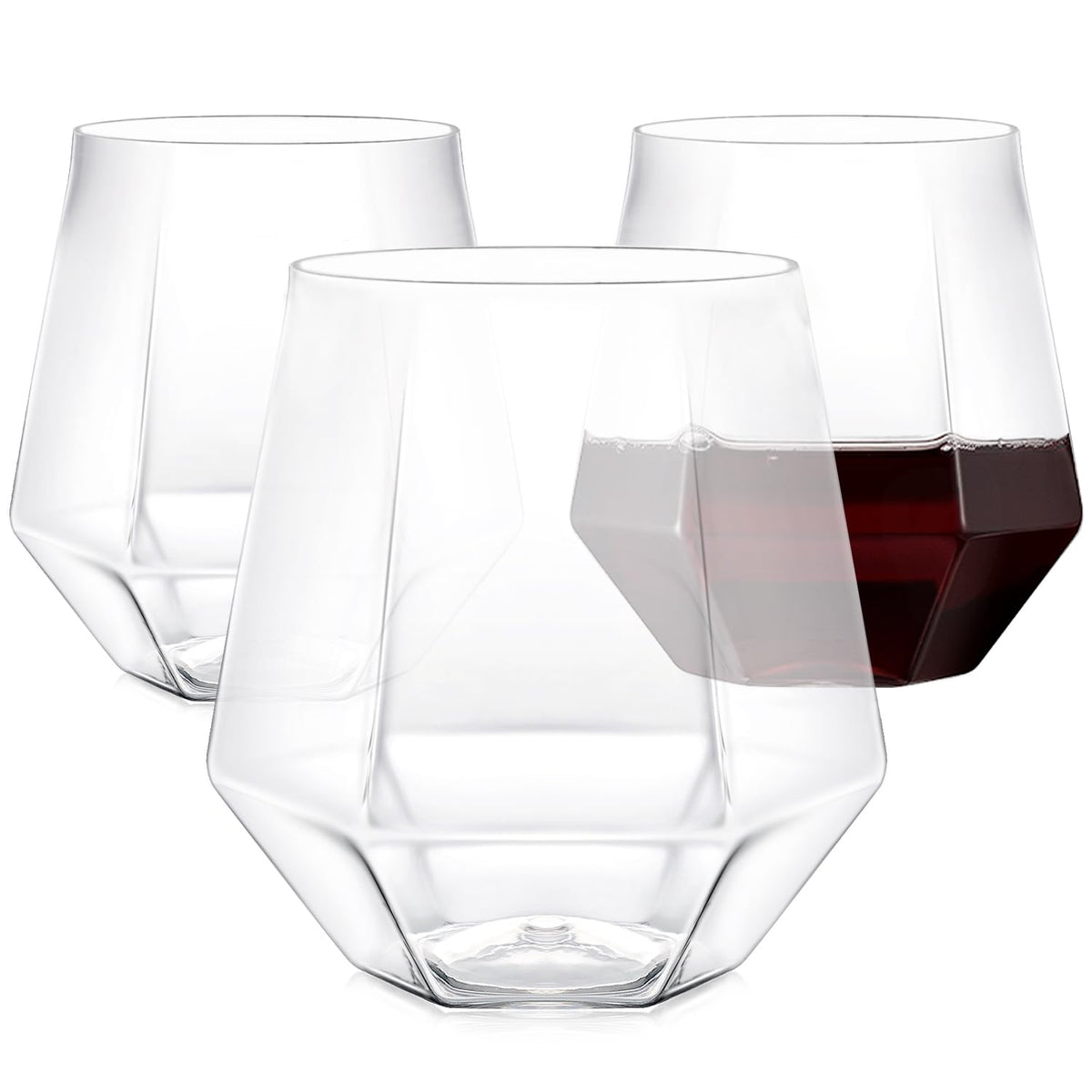 Maaacute clear diamond-design cups add subtle elegance to any table setting.