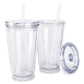 Maars Classic Acrylic Tumbler with clear lid and straw for cold drinks on the go.