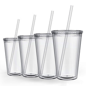 Maars Classic Clear Tumbler with lid and straw, ideal for on-the-go hydration.
