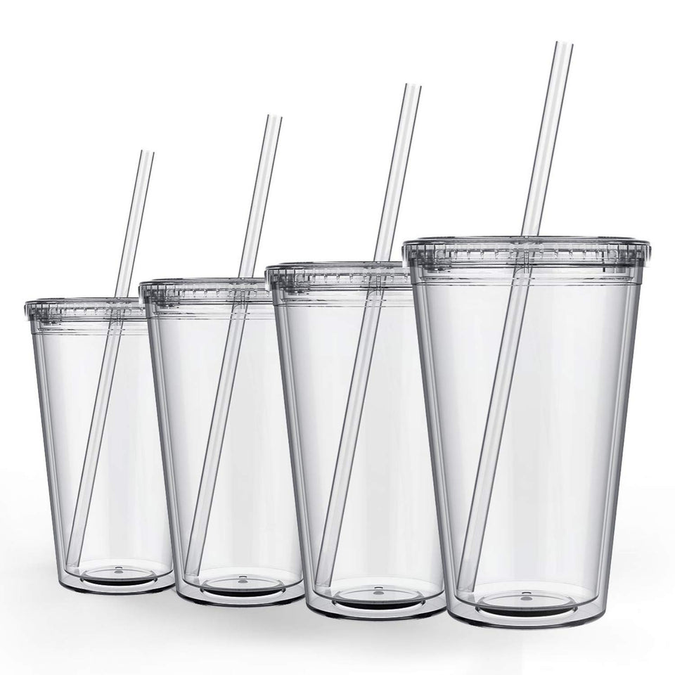 Maars Classic Clear Tumbler with lid and straw, ideal for on-the-go hydration.