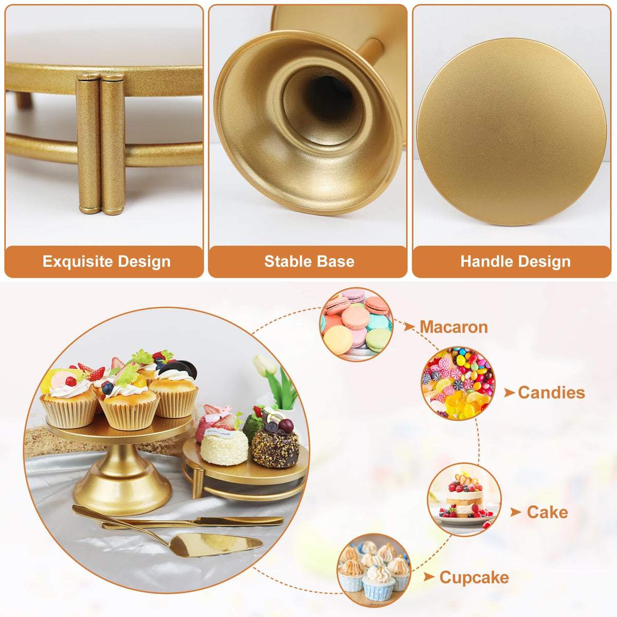 MACIFECI gold U-shaped stand large creates dramatic dessert tiering