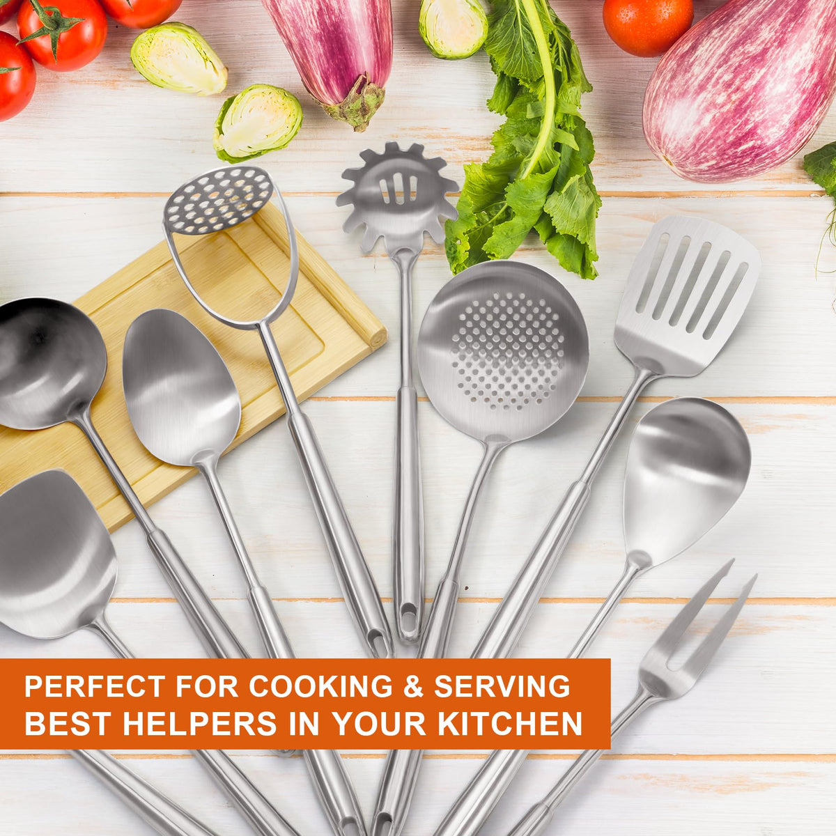 MACIFECI solid serving spoon for versatile serving of dishes.