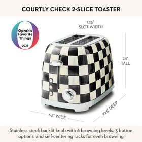 MACKENZIE-CHILDS Courtly Check bread slot ready for two slices.