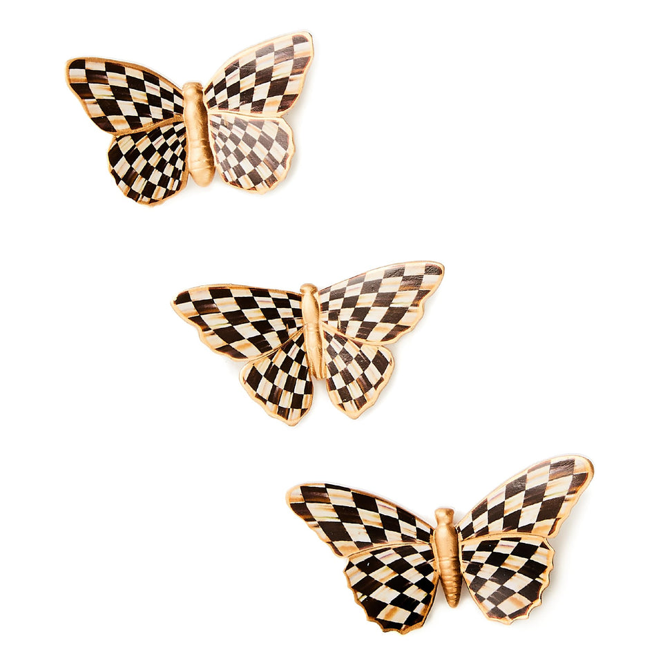 MacKenzie-Childs Courtly Check Butterfly magnets on fridge add chic decor