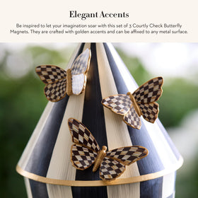 MacKenzie-Childs butterfly magnets close-up with gold accents for elegance