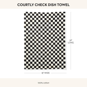 Soft cotton Mackenzie-Childs towel dries hands efficiently and elevates decor.