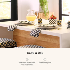 Mackenzie-Childs Courtly Check towel adds gift-ready charm to kitchens.