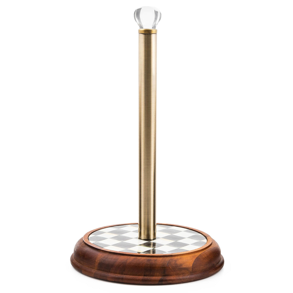 MACKENZIE-CHILDS Courtly Check paper towel holder on counter adds timeless style and practical use