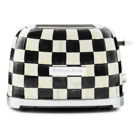 MACKENZIE-CHILDS Courtly Check toaster front view enhances kitchen decor.