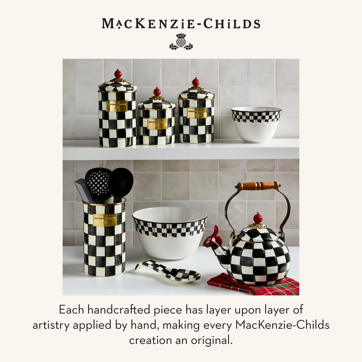 MACKENZIE-CHILDS spoon rest adds functional style to kitchen decor.