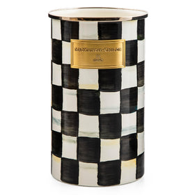 MacKenzie-Childs enamel utensil holder on countertop for organized kitchen storage