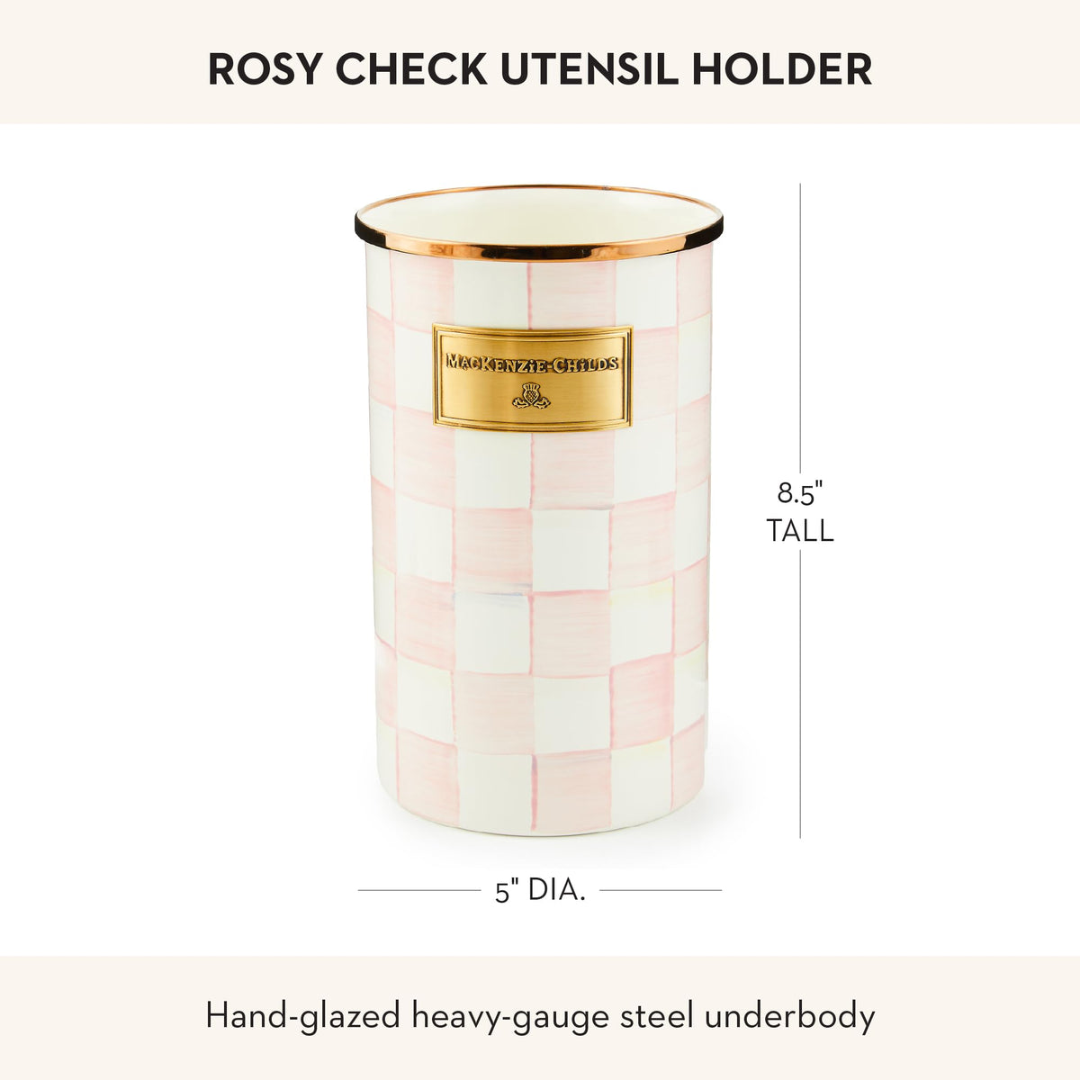 MACKENZIE-CHILDS enamelware kitchen accessory adding decorative storage.